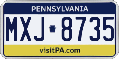 PA license plate MXJ8735