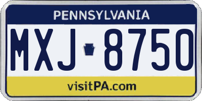 PA license plate MXJ8750