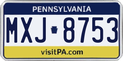 PA license plate MXJ8753