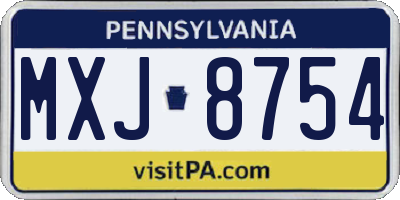 PA license plate MXJ8754