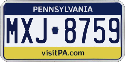 PA license plate MXJ8759