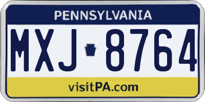 PA license plate MXJ8764