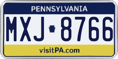 PA license plate MXJ8766