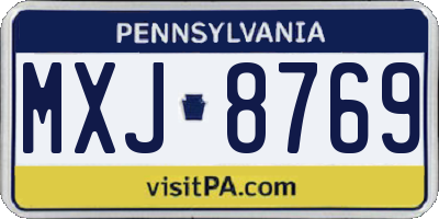 PA license plate MXJ8769