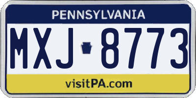 PA license plate MXJ8773