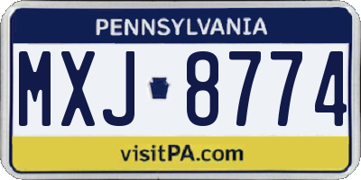 PA license plate MXJ8774