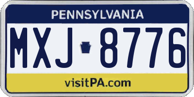 PA license plate MXJ8776