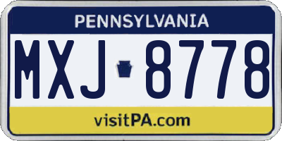 PA license plate MXJ8778
