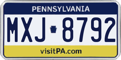 PA license plate MXJ8792