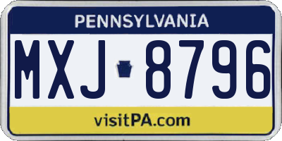PA license plate MXJ8796