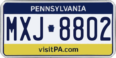 PA license plate MXJ8802