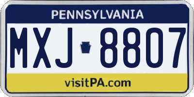 PA license plate MXJ8807