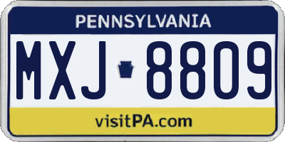 PA license plate MXJ8809