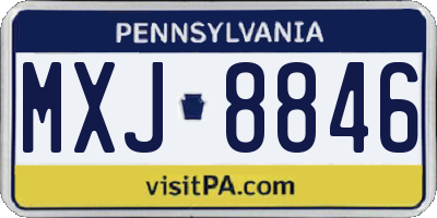 PA license plate MXJ8846