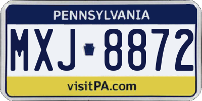 PA license plate MXJ8872
