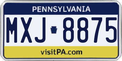 PA license plate MXJ8875
