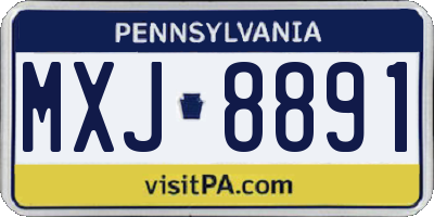 PA license plate MXJ8891