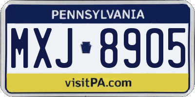 PA license plate MXJ8905