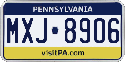 PA license plate MXJ8906
