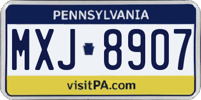 PA license plate MXJ8907
