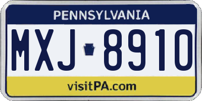 PA license plate MXJ8910