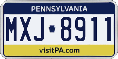 PA license plate MXJ8911