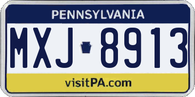 PA license plate MXJ8913