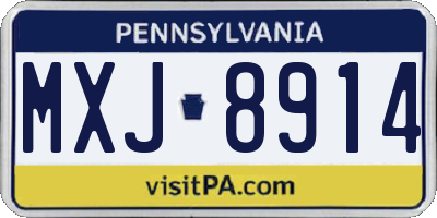 PA license plate MXJ8914