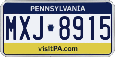 PA license plate MXJ8915