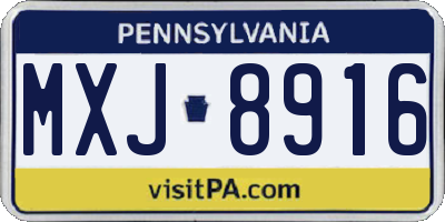 PA license plate MXJ8916