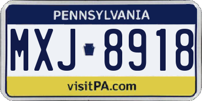 PA license plate MXJ8918