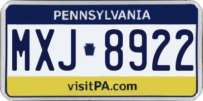 PA license plate MXJ8922