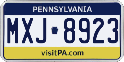 PA license plate MXJ8923