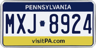 PA license plate MXJ8924