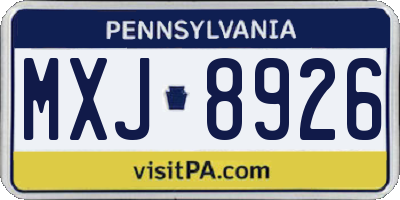 PA license plate MXJ8926