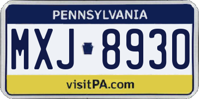 PA license plate MXJ8930
