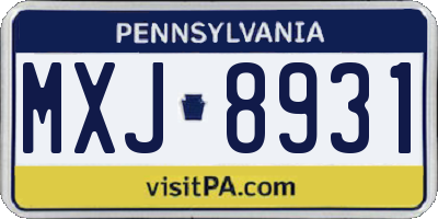 PA license plate MXJ8931
