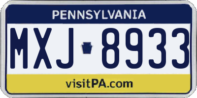 PA license plate MXJ8933