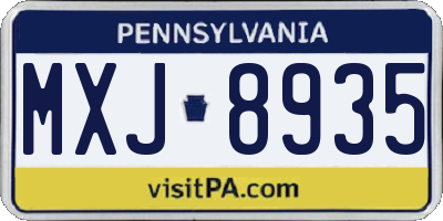 PA license plate MXJ8935