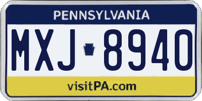 PA license plate MXJ8940