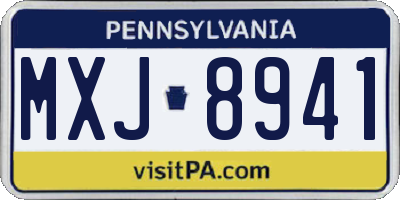 PA license plate MXJ8941