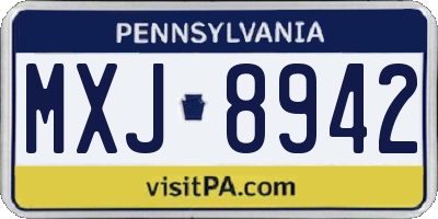 PA license plate MXJ8942