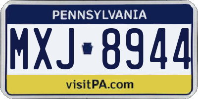 PA license plate MXJ8944