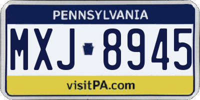 PA license plate MXJ8945
