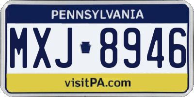 PA license plate MXJ8946
