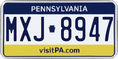 PA license plate MXJ8947