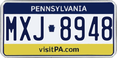PA license plate MXJ8948