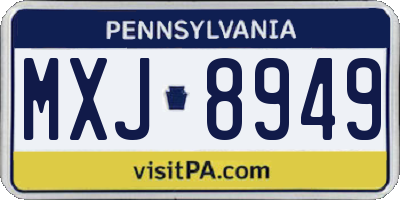 PA license plate MXJ8949
