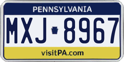 PA license plate MXJ8967