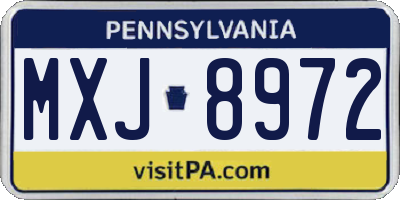 PA license plate MXJ8972